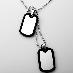 Engros rustfrit stål dobbelt silikone hund tag vedhæng halskæde