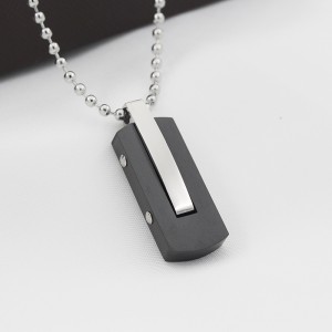 Engros rustfrit stål tofarvet sort plating vedhæng halskæde