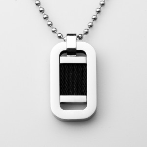 Engros rustfrit stål tofarvet sort Stee Wire vedhæng halskæde