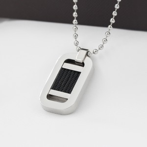 Engros rustfrit stål tofarvet sort Stee Wire vedhæng halskæde