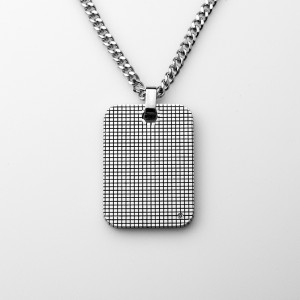 Rustfrit stål Mænd s Engravable Dog tag Pendant med Cubic Zirconia Stone Fence Mønstret