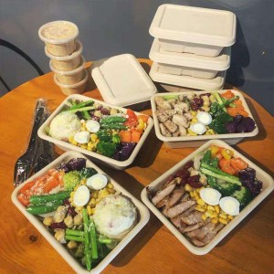 Rektangel miljøvenlig biologisk nedbrydelig emballage til mademballager takeaway majsstivelse engangs madbeholder