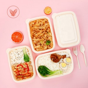 Økologisk venlig emballage til fast emballage til fødevarer, der er biologisk nedbrydelig majsstivelse rektangulær takeaway food container