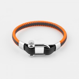 Braded Læder Braceceblet Womens Braceblet Stainless Steel Wristband