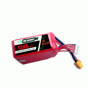HD POWER 1300mAh 75C 6S 22.2V FPV lipo batteri