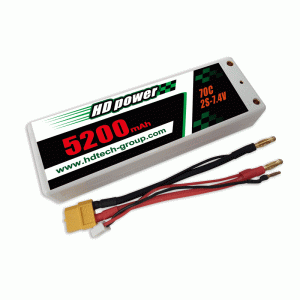 HD 5200mAh 70C 2S 7.4V hårdt etui LiPO batteri