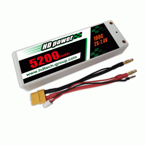 HD POWER 5200mAh 100C 2S 7.4V hårdt etui LiPO batteri