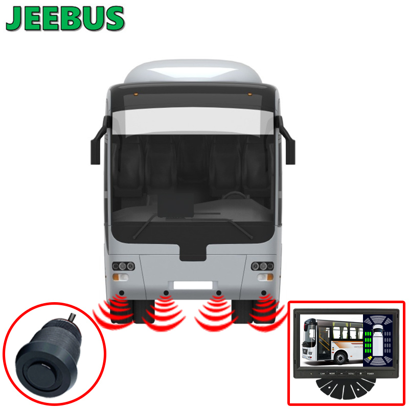 Vehicle Coach Bus Parkering Radar Sensor Monitor System HD 108OP Omvendt kamera med 16 Sensor Detection Blind Spot Vision Digital Advarselsovervågning