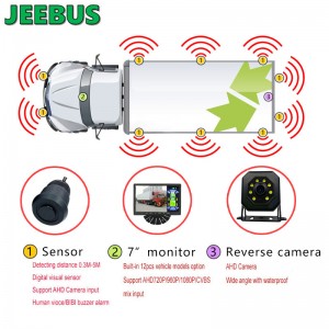 JEEBUS Backup Camera Vision Parkeringssensor Overvågningssystem Ultralyds Digital Radar Detection Sensor Display
