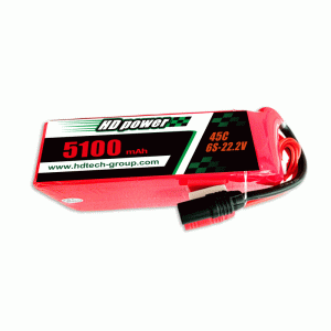 HD POWER 5100mAh 45C 6S 22.2V lipo batteri
