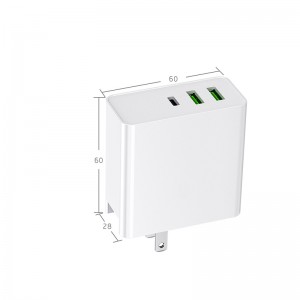65W PD USB Type C Strømforsyning Multi Port Wall Charger