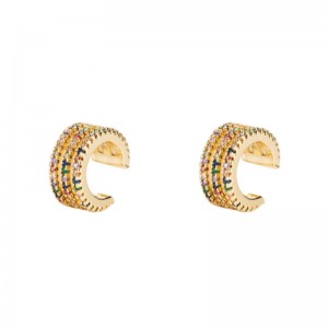 ING NYE EUROPÆISKE OG AKTIVE MENNESKER OG KVINDER EAR KONTEN KLIP KOPPER MICRO-INLAID COLOR Zirconium Simple Ear Clip uden piercing Hip-Hop Øreringe