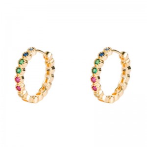 INS europæiske og amerikanskeniche øreringe, kobber micro-inlaid zircon øreringe, grøn farve elektroplating farve zirconium store øreringe,netto røde øreringe