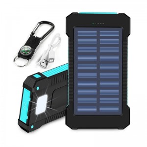 Solar Power Bank Dual USB Power Bank 20000mAh Vandtæt batterioplader Eksternt bærbart Solpanel med LED-lys