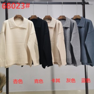 Løst og stilfuld Simple Knit Lapel Single Top 68023#