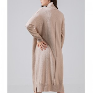 Fashion Trend Fritid Joker Basic Strik Kjole Med High Neck 68033#