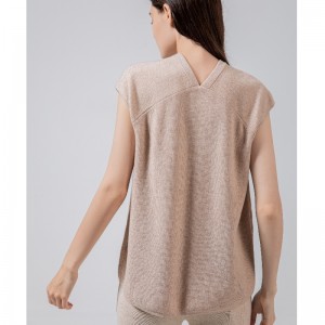 Tidal Fashion Simple Leisure Joker Grundlæggende Strikning Små V-hals Vest 68053#