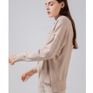 Fashionable Trend Simple Leisure Joker Grundlæggende Lapel Knit Single Jacket 68057#