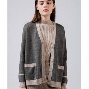 Fashionable Trend Casual Joker Weave Hemp Knit Short Coat 69012#