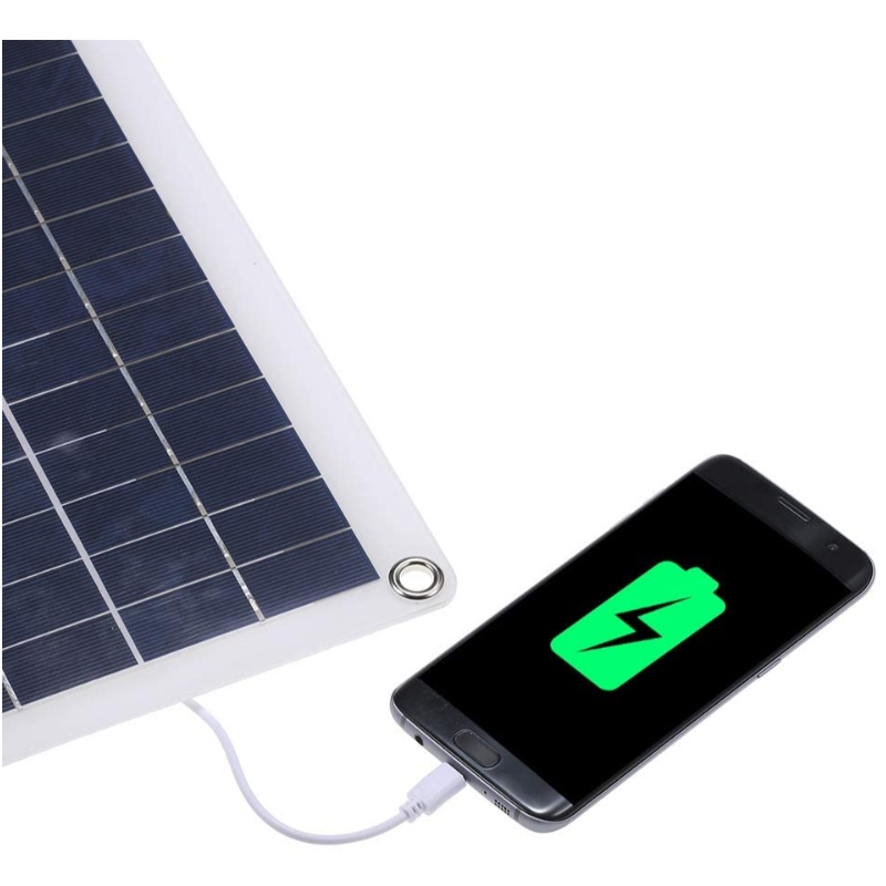 Tyl 12W 18V 435 * 200 * 2.5mm Polysilicon Solar Panel til RV Roof Boat DC5V/DC12V 12W Dual Output Double USB Interface