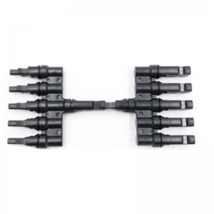 5 til 1 Solar Panel Photovoltaic T-type Branch Connector 30A Kvinde og Mand til Solar Panel Cable Connector