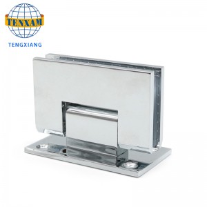 Høj klasse præcision støbt tyk zink legering 304 skrå badeværelse 90 graders glas hængslet dørklip