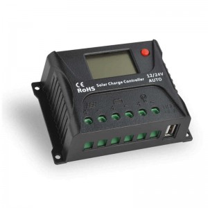 SRNE PWM SOLAR OFF-GRID CONTROLLER 12V/24V 10A 20A LCD MAX 55V til solpanel bly-syre lithium batterisystem
