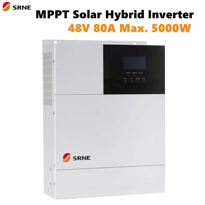 Srne Mppt Max 5000W Solar Hybrid Charge Inverter 80A Pure Sine Wave Inverter 48V 220V PV Opladning 145V 50Hz 60Hz Auto LCD Display
