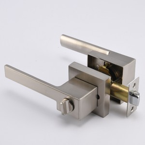 S7809 Contemporary Square Privacy Door Lever til soveværelse eller badeværelse,nøglefri låsedørknapper indstillet i satinnikkel