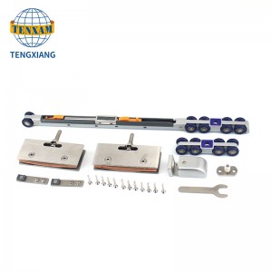 Møbler tilbehør guide spor hardware træ skydedør rulle med 8 hjul