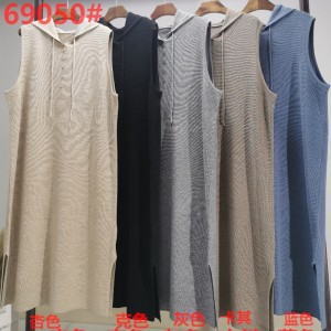 Moderigtigt Casual Alsidig Knit Hoodie Long Vest 69050#