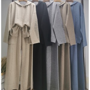 Moderigtigt Casual Simple Wool Sweater Two Piece Hoodie Set 69056#