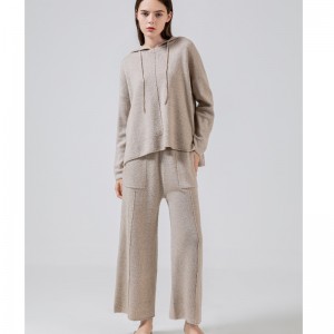 Moderigtigt Casual Simple Wool Sweater Two Piece Hoodie Set 69056#