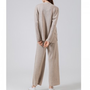 Fashionable Casual Simple Wool Sweater Two Piece Small Cardigan Set 69059#