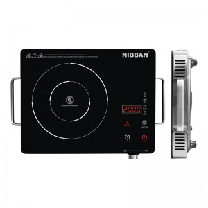 A13A Portable Electric HOB, 1200W Electric Infrared Single Burner til Køkken Camping RV Office, Keramisk Glas Single Hot Plates