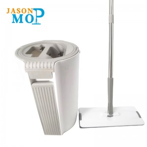 Rustfrit stål pole håndtag aftagelig Magic Wash Mop Vand Squeeze Flat Rengøring Mop med Bucket