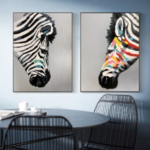 Engros høj kvalitet rent håndmalet lærred maleri familie dyr kunst olie maleri