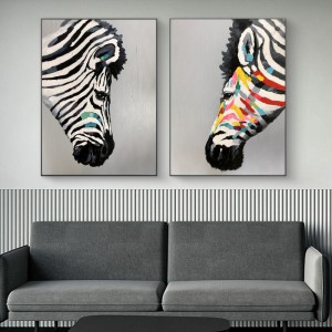 Engros høj kvalitet rent håndmalet lærred maleri familie dyr kunst olie maleri