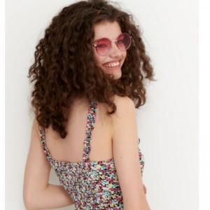 Floral Print Viskose Kjole Mini Længde