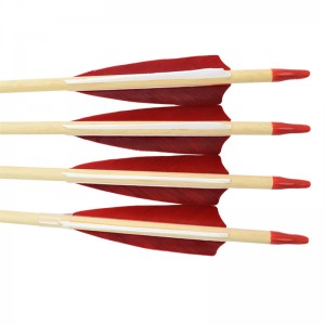 Elong Outdoor 110260-01 28inch Wooden Arrow med Tyrkiet Feather Bueskydning Skydning og jagt