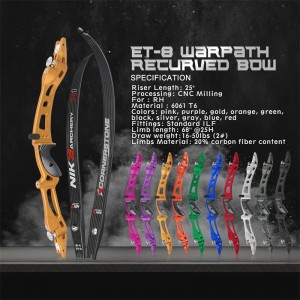 Nika Archery 68inch Recurve Bow med C1 Carbon Limb til udendørs sportsskydning