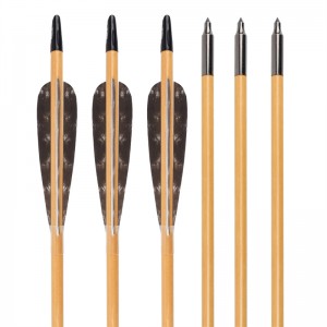 Elong Outdoor 117025-01 OD8mm 32inch Wooden Arrow Bueskydning Traditionel Bow Shooting