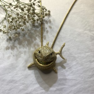 Hip Hop Personality Zircon Shark Pendant