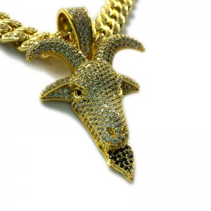 Zircon Solid Deer Head Hip Hop Halskæde