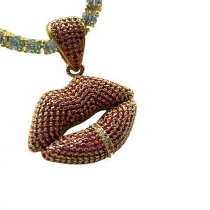 Sexet rød læbe indlagt halskæde