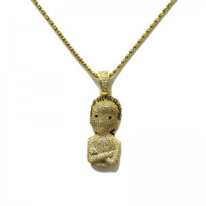 Zircon Solid Explosive Girl Head Hip Hop Pendant