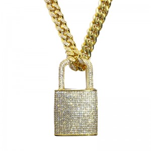Messing mens kobbernøgle vedhæng iced out cubic zircon diamant hængelås lock halskæde