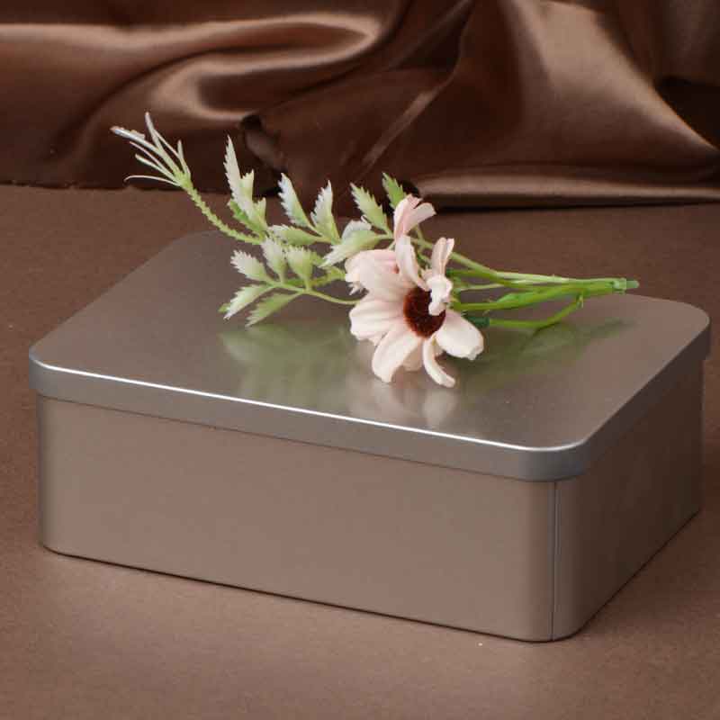 Rektangulær frostet Tinplate Saffron Gift Metal Box 159 * 110 * 53mm