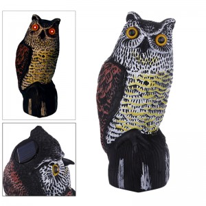 Stor falsk Solar Power Plastic Owl Decoy Statue Garden Scarecrow Scarmer