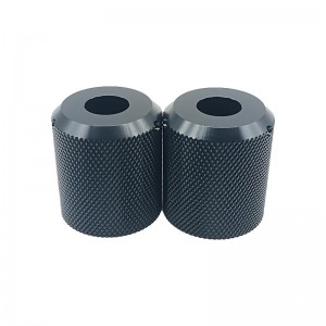 Knurled CNC aluminium bearbejdning drejning fræsning service black anodizing dele